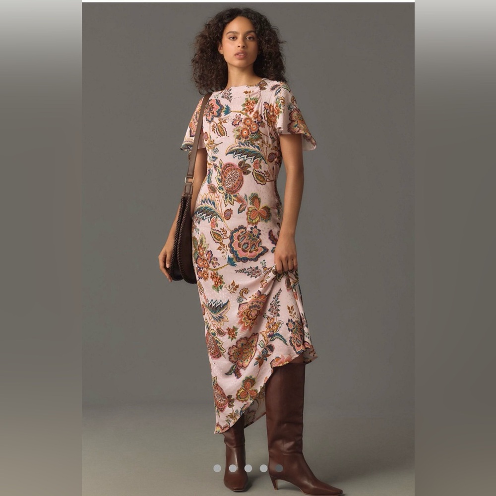 Kachel Flutter-Sleeve Slip Dress - size 8